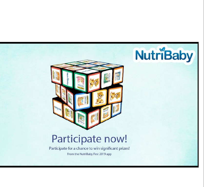 Exemple de jeu interactif avec le cube Rubik aux couleurs de NutriBaby